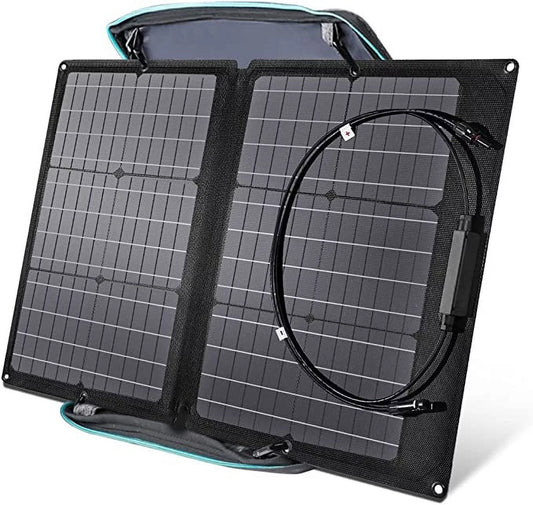 60W Foldable Portable Solar Panel with Adjustable Kickstand, Waterproof IP67 Rating for Outdoor Camping, RV, and Off-Grid Systems