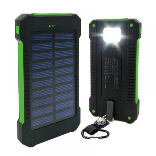 50000Mah Solar Power Bank Dual USB Portable Battery Charger with LED Light for Phone, Pad, Android— Green